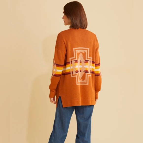 Pendleton Sierra Springs Aztec Southwest Cardigan Cotton Open Sweater Size Large - Picture 3 of 12